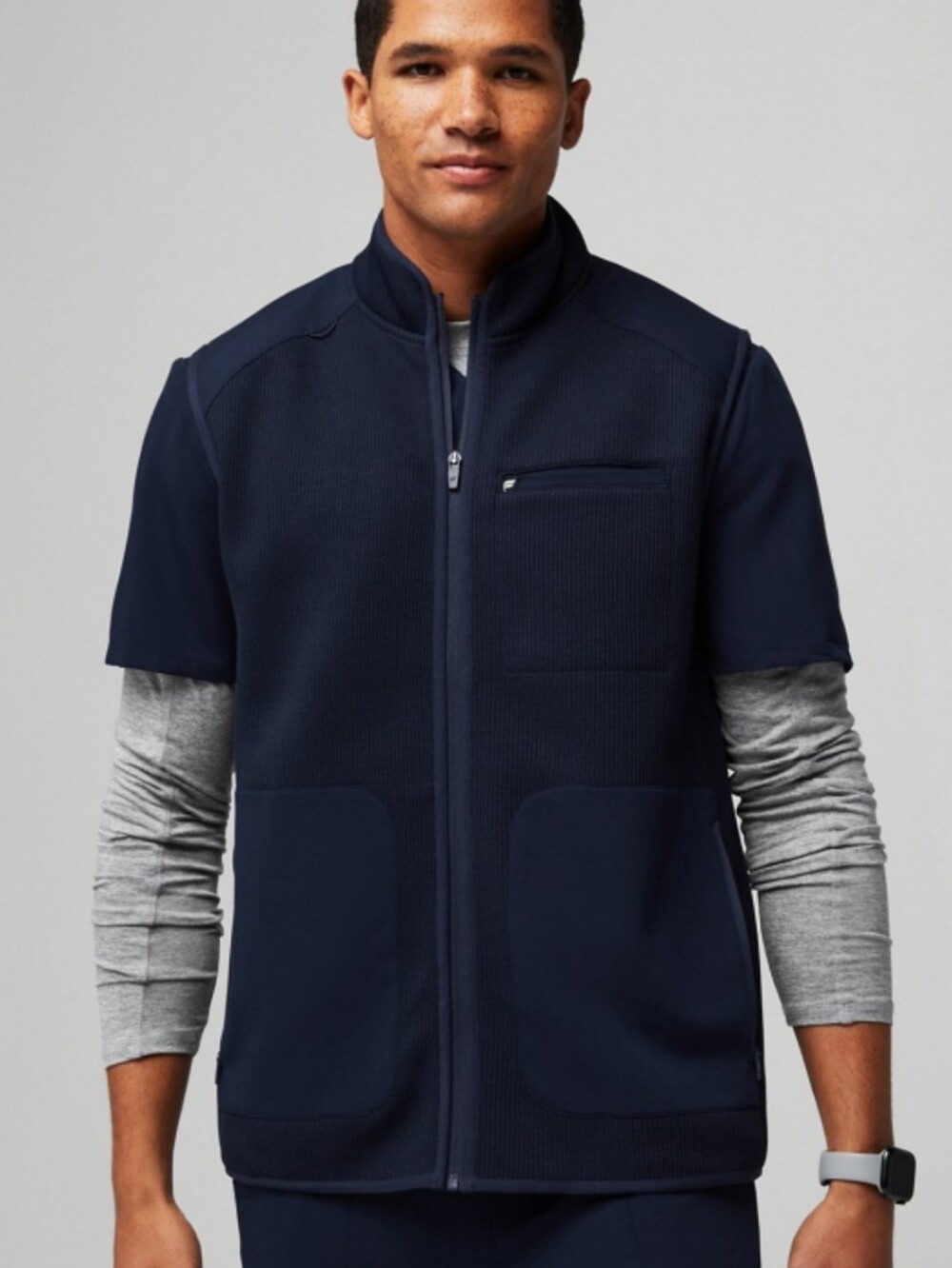 Fabletics Men's Ace Knit Scrub Vest Navy Size Medium